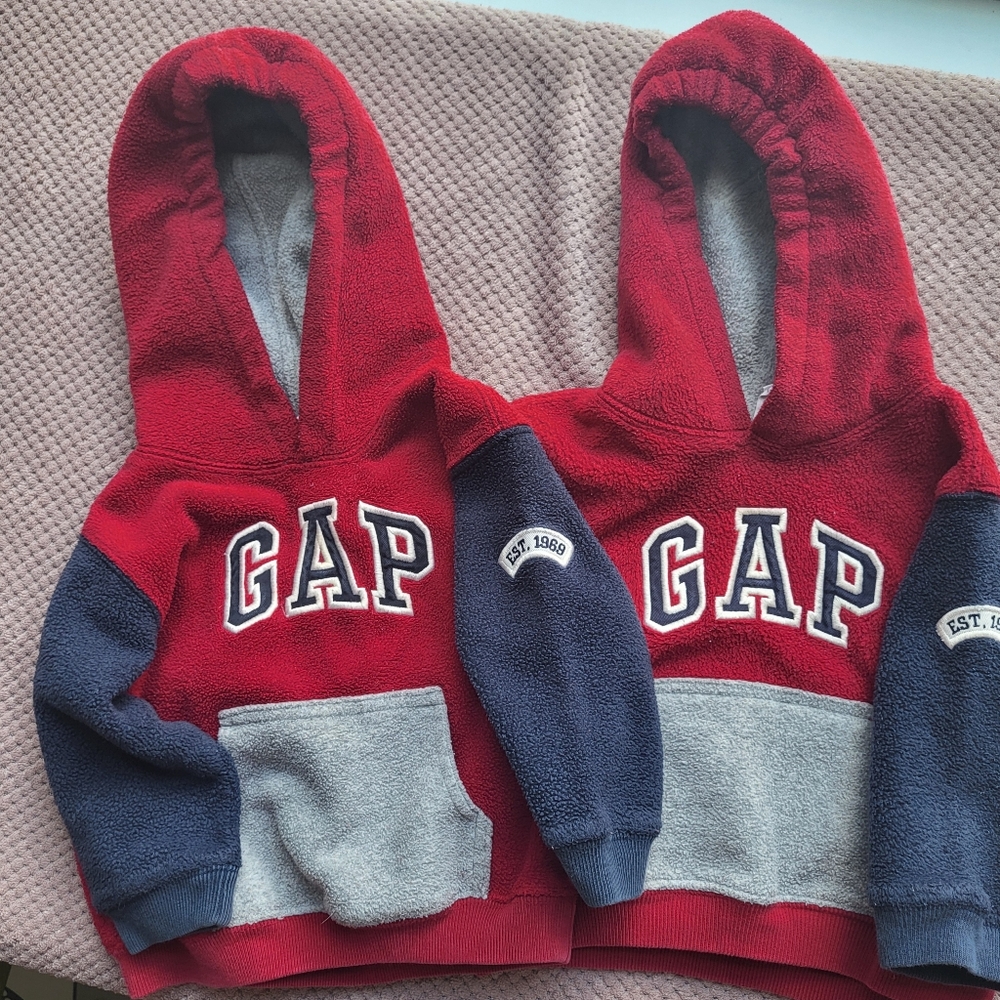 Pair of GAP Fleece Red and Blue Hoodies